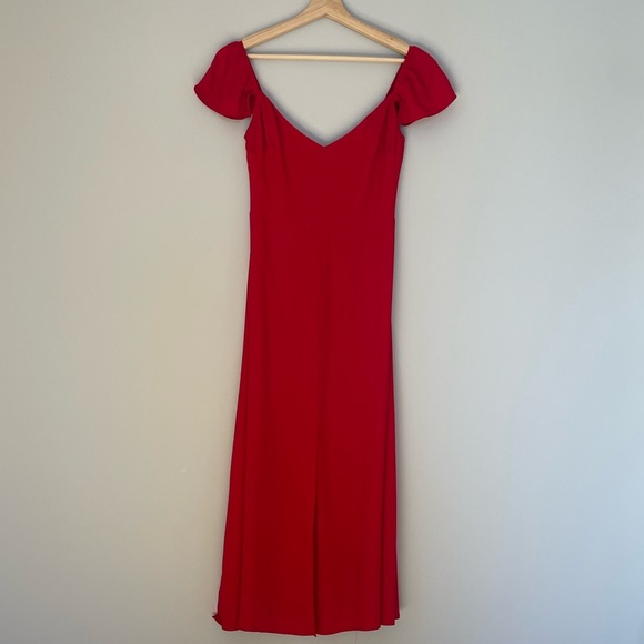 NEW Reformation Baxley Midi Dress in Cherry Red | size 4 - Picture 7 of 15